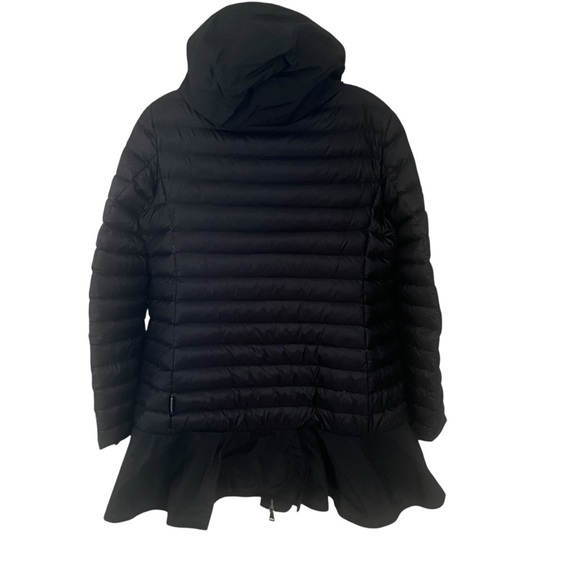 MONCLER Daurade Black Puffer Peplum Down Hooded Jacket Medium Size 2  AUTHENTIC - Picture 2 of 16